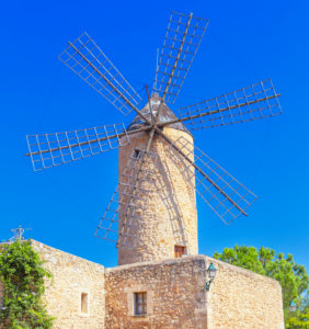 Traditional wiindmill, Sineu, Mallorca,, Balearic Islands, Spain, Europe Traditional wiindmill, Sineu, Mallorca,, Balearic Islands, Spain, Europe